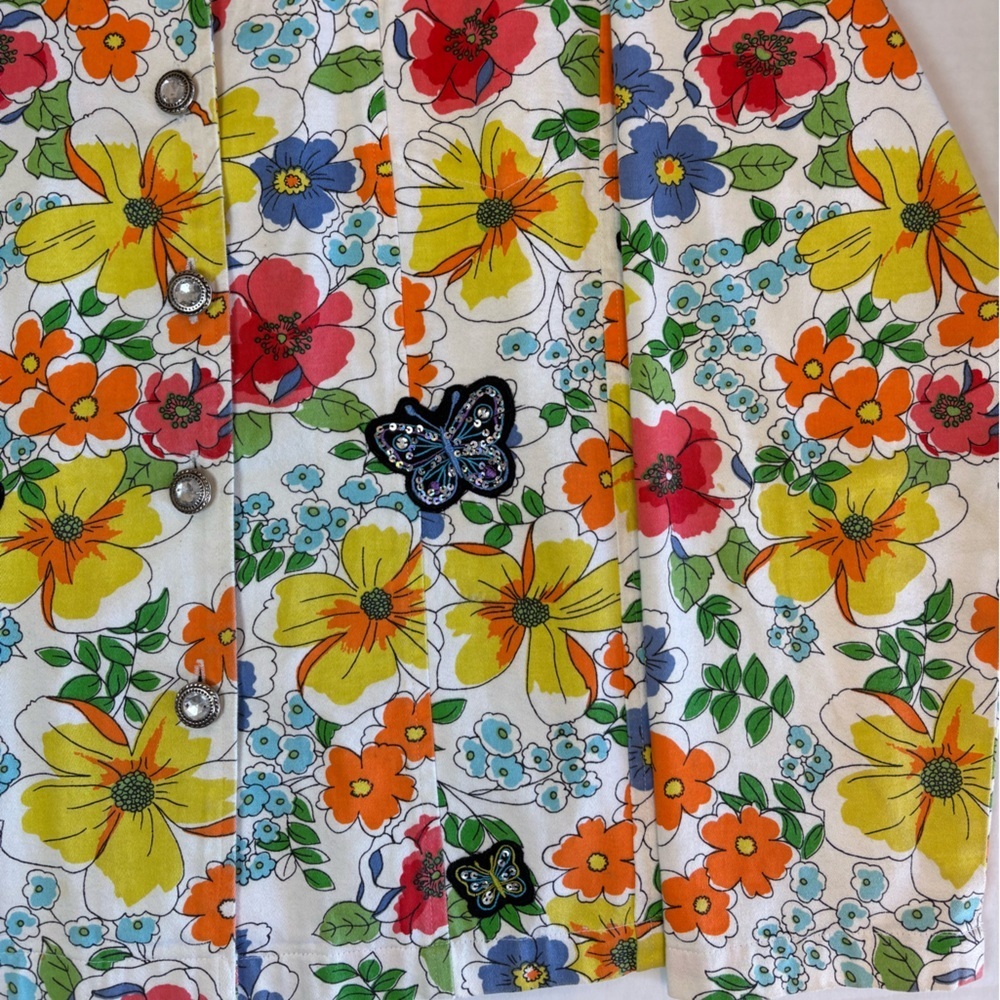 Breckenridge VTG 70’s style floral jacket hippie butterfly appliqués 100% cotton - Picture 3 of 7